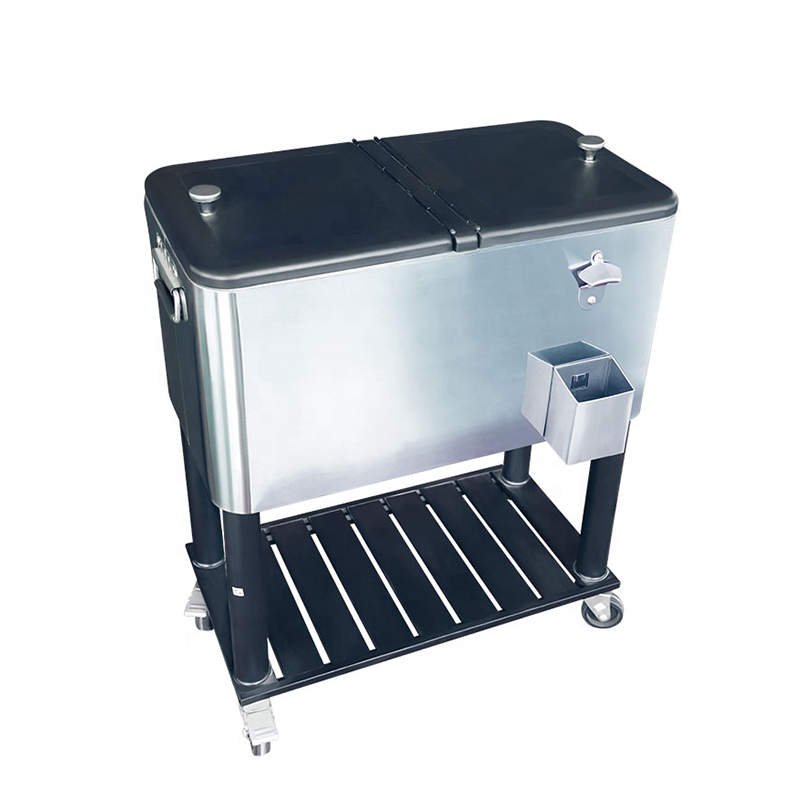 80QT Outdoor Party Portable Rolling Cooler Cart