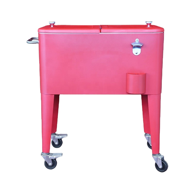 80QT Outdoor Cooler Cart, Patio Beverage Cart