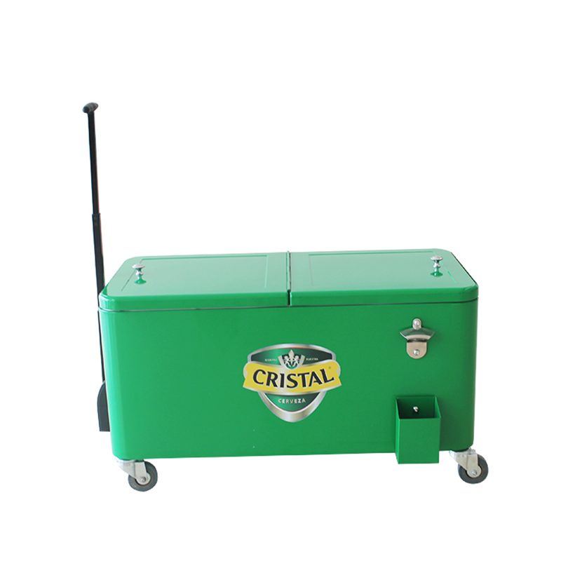 Metal Beverage Beer Cooler With Wheels For Home Party Picnic