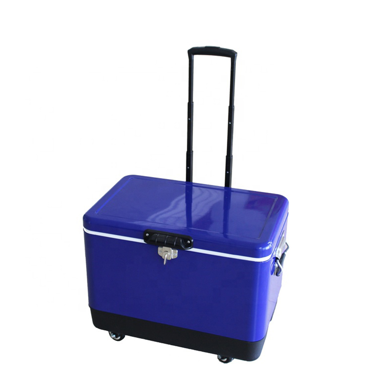50L Outdoor Metal Retro Picnic Rolling Ice Chest